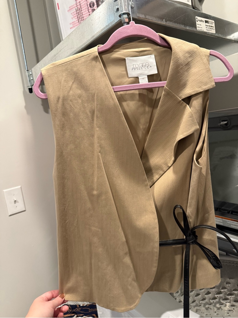 Sleeveless Wrap Vest in Camel